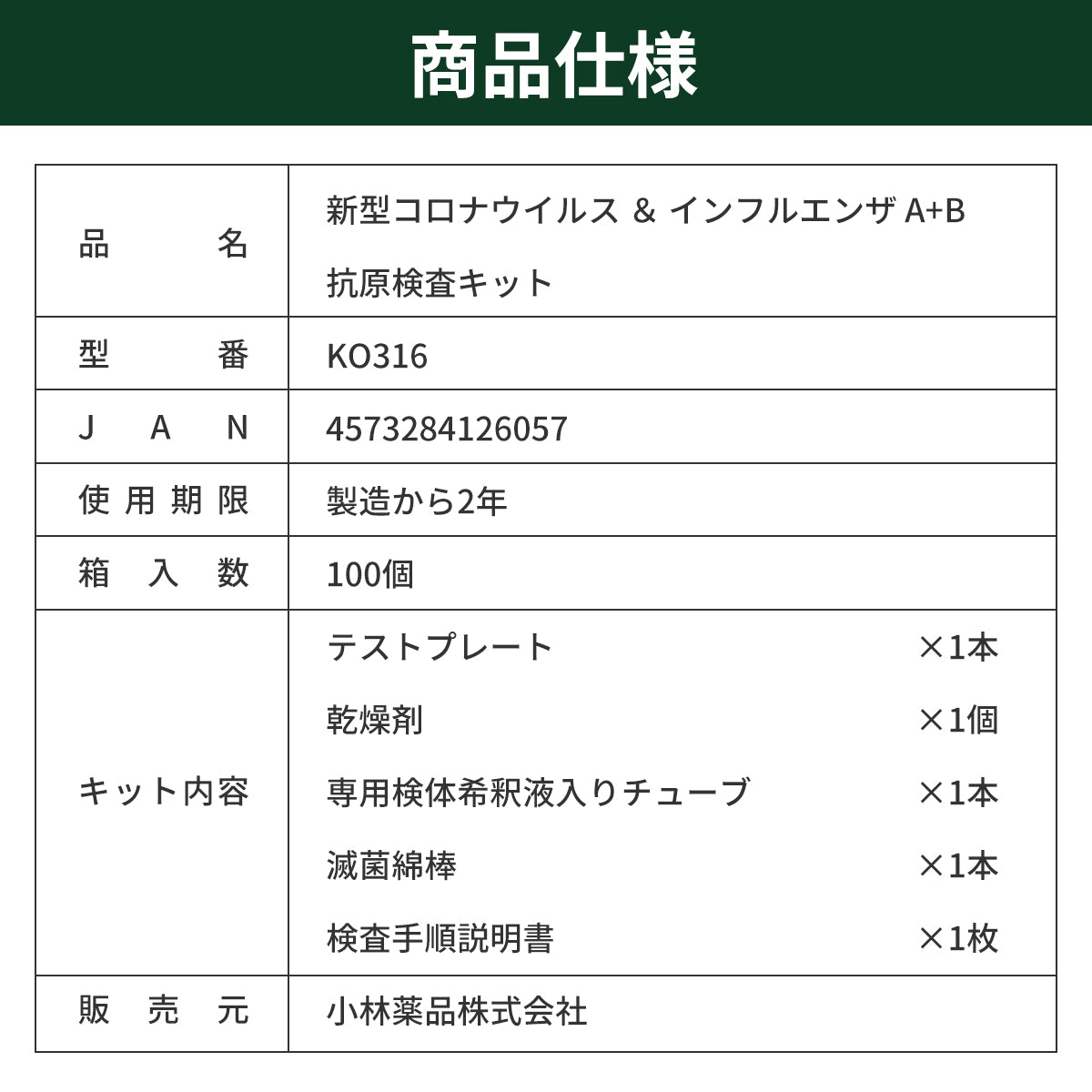 新型コロナウイルス & インフルエンザA/B 抗原検査キット KO316 【RABLISS】